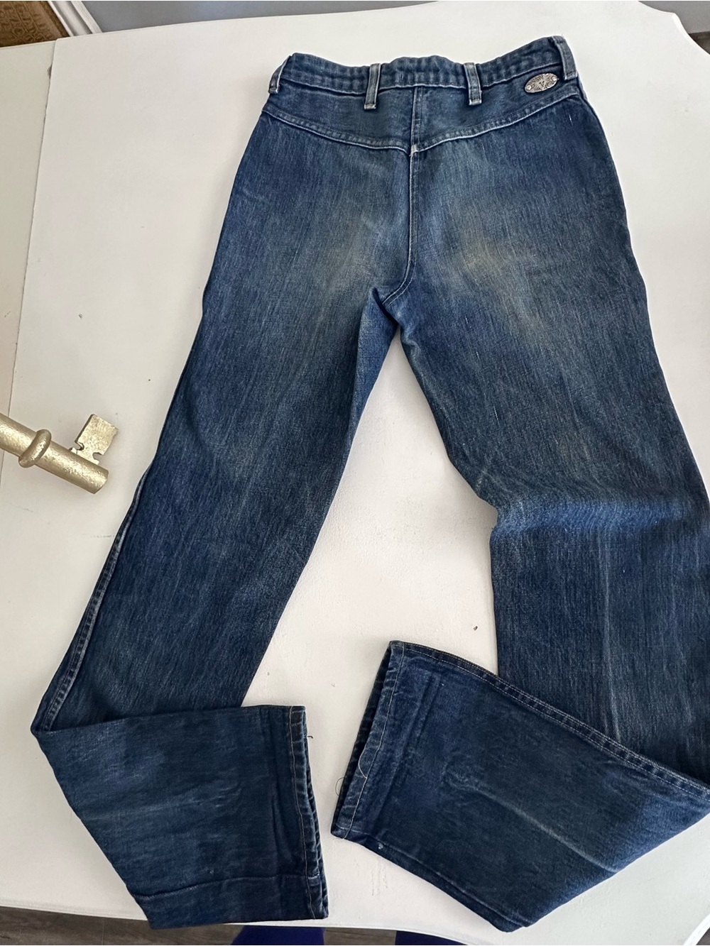 VTG 70s Anne Klein High Rise Western Yoke Straight Jeans Scovill zipper Size 12 - Picture 2 of 12